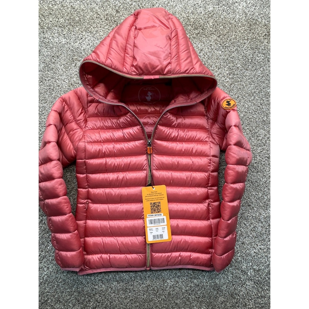 Save The Duck Puffer Jacket Kids 8 Pink NEW Hooded Quilted J32310G